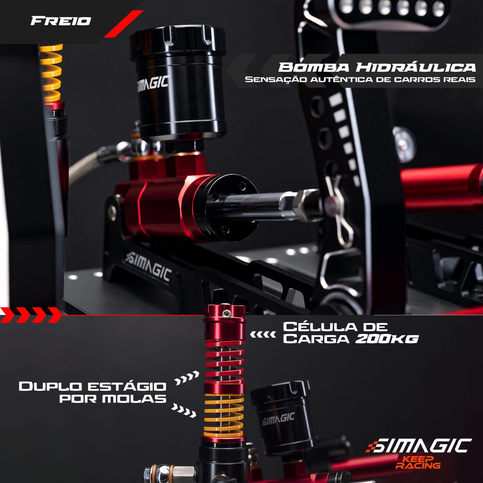 Pedaleira P2000-S100RF Dual Pedal Hidráulico Simagic