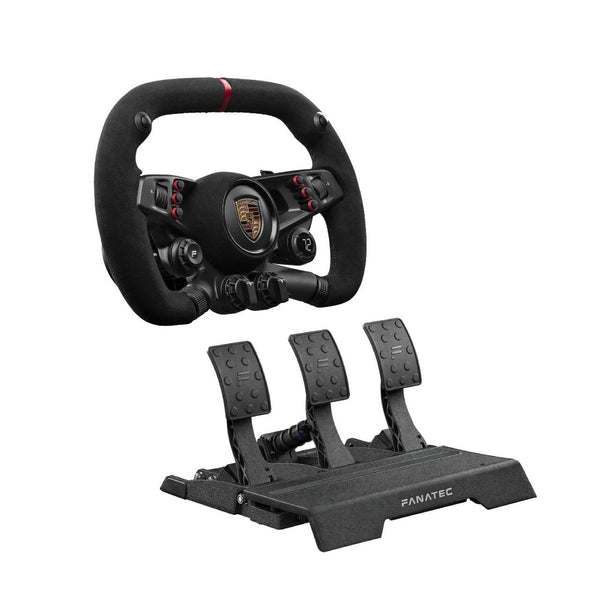 Bundle Fanatec Volante CSL Elite Porsche Vision Gran Turismo e Pedaleira CSL Elite Pedals V2 3 Pedais