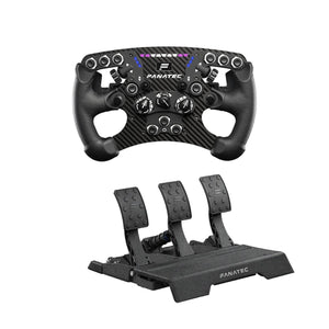 Bundle Fanatec Volante ClubSport Aro Formula V2.5 e Pedaleira CSL Elite Pedals V2 3 Pedais
