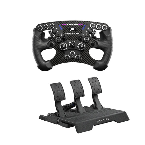 Bundle Fanatec Volante ClubSport Aro Formula V2.5 e Pedaleira CSL Elite Pedals V2 3 Pedais