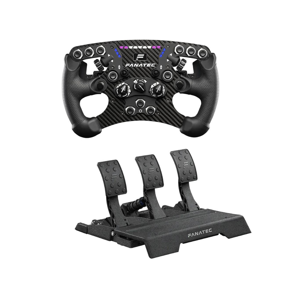 Bundle Fanatec Volante ClubSport Aro Formula V2.5 e Pedaleira CSL Elite Pedals V2 3 Pedais