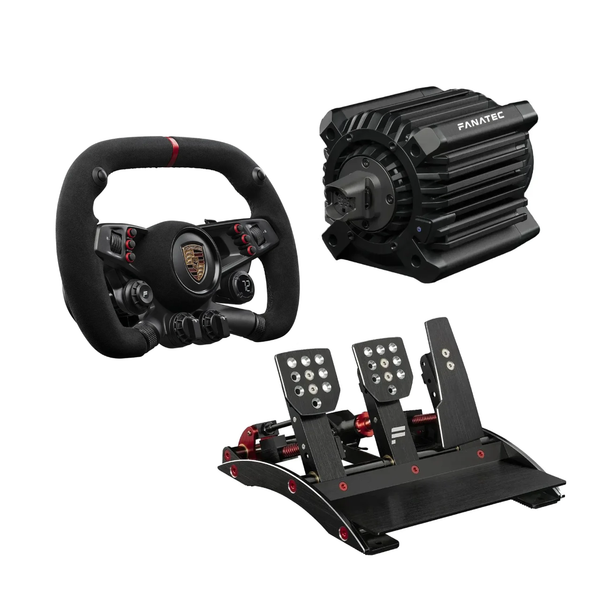 Bundle Fanatec DD+ 18NM Volante CSL Elite Porsche Vision Gran Turismo e Pedaleira ClubSport Pedals V3