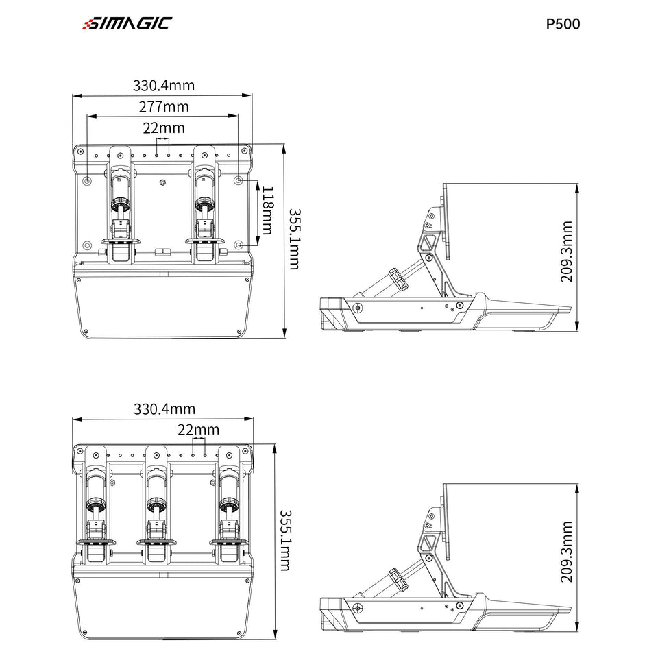 P500 Dual Pedal - Célula de Carga 100Kg - Simagic