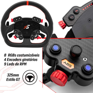 GTPRO D-Shape Couro - Volante Sport Add-on Simagic
